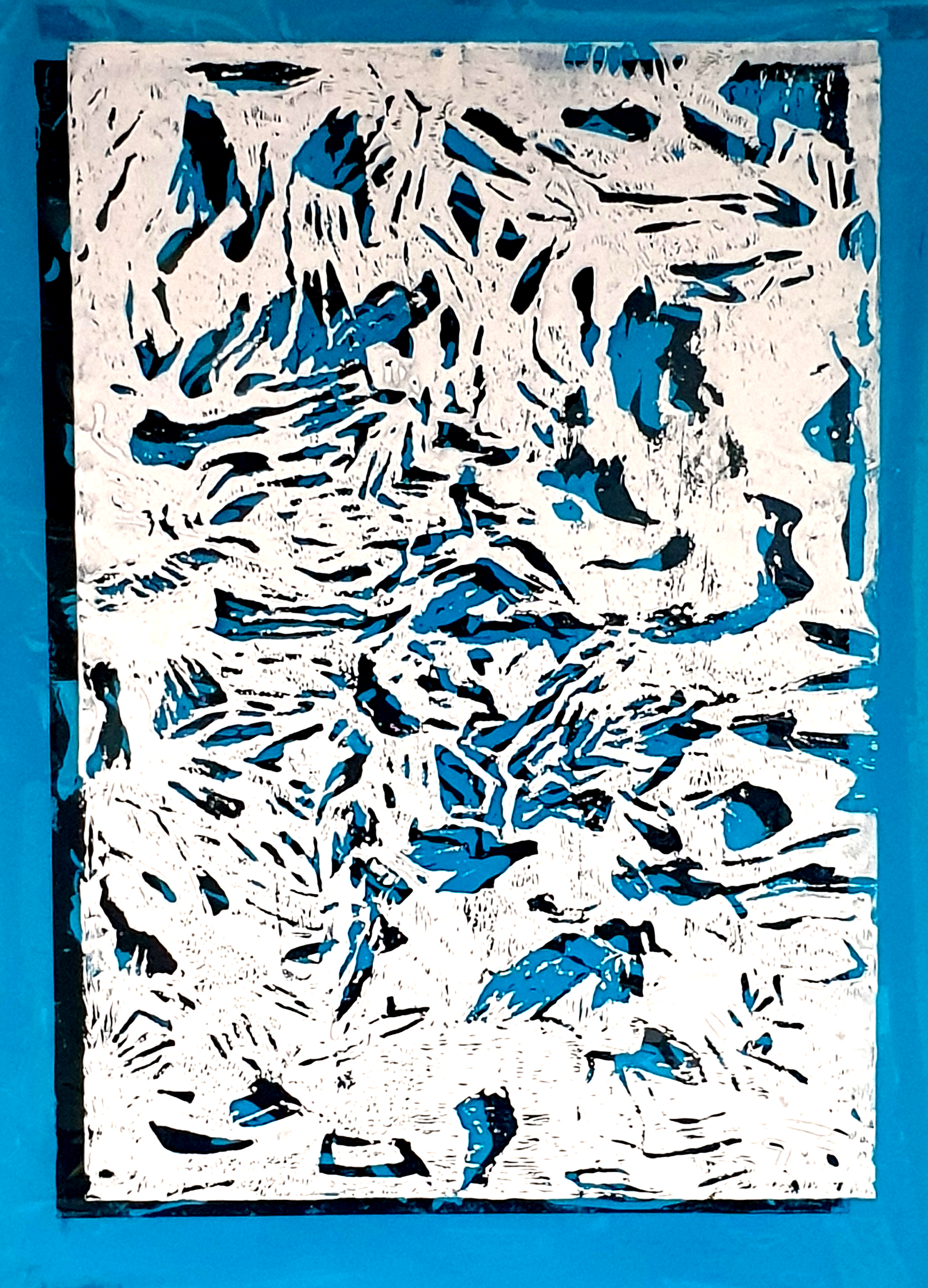 El mundo alucinante, 2023, Holzschnitt auf Folie, 35×75cm